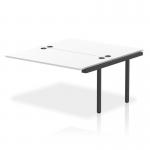 In the photo, the Dynamic Bench Desk Add On Units Impulse Bench B2B Ext Kit can be seen. It features a sturdy black frame and a sleek white desk surface. This versatile office bench desk is perfect for adding to your existing workspace.