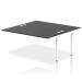 In this photograph, the Dynamic Bench Desk Add On Units Impulse Bench B2B Ext Kit 1600 is shown in a sleek white frame with a black IB00757 office bench desk attached. The desk appears to be sturdy and spacious, with enough room for multiple people to work comfortably. The modern design and color contrast make for a professional yet stylish addition to any office space.