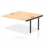 The dynamic bench desk add-on units from Impulse Bench consist of a sleek black frame and a sturdy maple top. These units provide the perfect addition for any office bench desk, particularly the B2B Ext Kit 1600 model. The overall look is modern and professional, making it an ideal addition to any workspace.