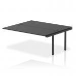 The image shows a sleek and modern office bench desk with black frames and an ergonomic design. It features dynamic bench desk add on units and an impulse bench B2B extension kit for added functionality. Perfect for any professional office space.