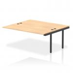 This picture features two add-on units for a dynamic bench desk from the Impulse Bench B2B collection. The kit has a 1800mm black frame, complemented by a sleek maple finish on the office bench desk.