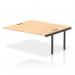 This picture features two add-on units for a dynamic bench desk from the Impulse Bench B2B collection. The kit has a 1800mm black frame, complemented by a sleek maple finish on the office bench desk.