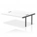 This photo showcases a sleek and modern bench desk with add on units and an impulse bench B2B ext kit. The black frame contrasts beautifully with the white desktop, creating a dynamic and professional look for any office space.