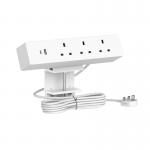 Impulse Desktop 3xSocket 1xUSBa 1xUSBc Power Unit Module White with 1.5metre UK Plug with 13A Fuse Mains Lead Included IP000146
