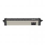 Volta Power Unit Module 3xSocket (Individually 5A Fuse) 1xUSBa 2 x CAT6 Data Port - Black & Silver (1x Male & 1x Female Conne IP000152