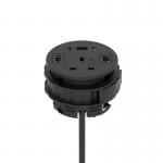 Volta Round 80mm Power Unit Module 1xSocket (3.15A Fuse) 1xUSBa 1xHDMI (1.4) 1xCAT 6Data Port - Black with 2metre Mains Lead IP000155