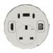 Volta Round 80mm Power Unit Module 1xSocket (3.15A Fuse) 1xUSBa 1xHDMI (1.4) 1xCAT 6Data Port - Black with 2metre Mains Lead IP000155
