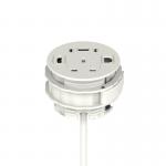 Volta Round 80mm Power Unit Module 1xSocket (3.15A Fuse) 1xUSBa 1xHDMI (1.4) 1xCAT 6Data Port - White with 2metre Mains Lea IP000156