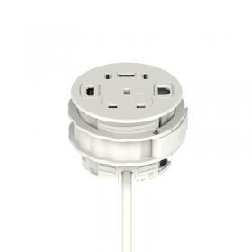 Volta Round 80mm Power Unit Module 1xSocket (3.15A Fuse) 1xUSBa 1xHDMI (1.4) 1xCAT 6Data Port - White with 2metre Mains Lea IP000156