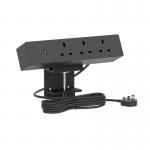 Impulse Desktop 3xSocket 1xUSBa 1xUSBc Power Unit Module Black with 1.5metre UK Plug with 13A Fuse Mains Lead Included IP000157