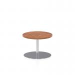 Italia 600mm Round Coffee Table Walnut Top 475mm High Silver Leg ITL0101