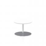 Italia 600mm Round Coffee Table White Top 475mm High Silver Leg ITL0102