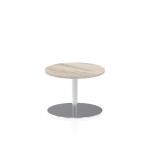 Italia 600mm Round Coffee Table Grey Oak Top 475mm High Silver Leg ITL0105