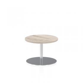 Italia 600mm Round Coffee Table Grey Oak Top 475mm High Silver Leg ITL0105