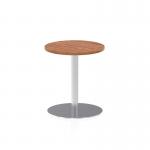 Italia 600mm Poseur Round Table Walnut Top 720mm High Silver Leg ITL0107