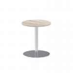 Italia 600mm Poseur Round Table Grey Oak Top 720mm High Silver Leg ITL0111