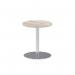 Italia 600mm Poseur Round Table Grey Oak Top 720mm High Silver Leg ITL0111