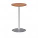 Italia 600mm Poseur Round Table Walnut Top 1145mm High Silver Leg ITL0113