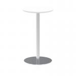 Italia 600mm Poseur Round Table White Top 1145mm High Silver Leg ITL0114