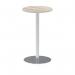 Italia 600mm Poseur Round Table Grey Oak Top 1145mm High Silver Leg ITL0117