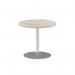 Italia 800mm Poseur Round Table Grey Oak Top 720mm High Silver Leg ITL0129