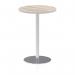 Italia 800mm Poseur Round Table Grey Oak Top 1145mm High Silver Leg ITL0135