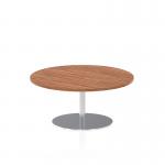 Italia 1000mm Round Coffee Table Walnut Top 475mm High Silver Leg ITL0137