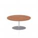 Italia 1000mm Round Coffee Table Walnut Top 475mm High Silver Leg ITL0137