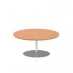 Italia 1000mm Round Coffee Table Oak Top 475mm High Silver Leg ITL0140