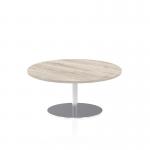 Italia 1000mm Round Coffee Table Grey Oak Top 475mm High Silver Leg ITL0141