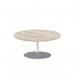 Italia 1000mm Round Coffee Table Grey Oak Top 475mm High Silver Leg ITL0141