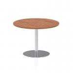 Italia 1000mm Poseur Round Table Walnut Top 720mm High Silver Leg ITL0143