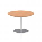 Italia 1000mm Poseur Round Table Oak Top 720mm High Silver Leg ITL0146