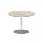 Italia 1000mm Poseur Round Table Grey Oak Top 720mm High Silver Leg ITL0147