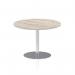 Italia 1000mm Poseur Round Table Grey Oak Top 720mm High Silver Leg ITL0147