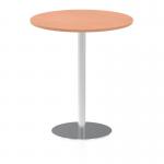 Italia 1000mm Poseur Round Table Beech Top 1145mm High Silver Leg ITL0148