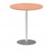 Italia 1000mm Poseur Round Table Beech Top 1145mm High Silver Leg ITL0148