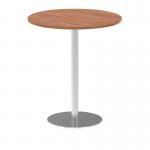 Italia 1000mm Poseur Round Table Walnut Top 1145mm High Silver Leg ITL0149