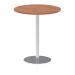 Italia 1000mm Poseur Round Table Walnut Top 1145mm High Silver Leg ITL0149