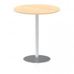 Italia 1000mm Poseur Round Table Maple Top 1145mm High Silver Leg ITL0151