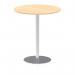 Italia 1000mm Poseur Round Table Maple Top 1145mm High Silver Leg ITL0151