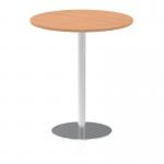 Italia 1000mm Poseur Round Table Oak Top 1145mm High Silver Leg ITL0152