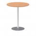 Italia 1000mm Poseur Round Table Oak Top 1145mm High Silver Leg ITL0152