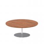 Italia 1200mm Round Coffee Table Walnut Top 475mm High Silver Leg ITL0155