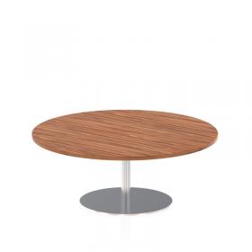 Italia 1200mm Round Coffee Table Walnut Top 475mm High Silver Leg ITL0155