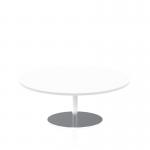 Italia 1200mm Round Coffee Table White Top 475mm High Silver Leg ITL0156