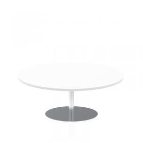 Italia 1200mm Round Coffee Table White Top 475mm High Silver Leg ITL0156