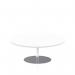 Italia 1200mm Round Coffee Table White Top 475mm High Silver Leg ITL0156