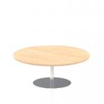 Italia 1200mm Round Coffee Table Maple Top 475mm High Silver Leg ITL0157