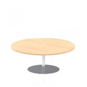 Italia 1200mm Round Coffee Table Maple Top 475mm High Silver Leg ITL0157